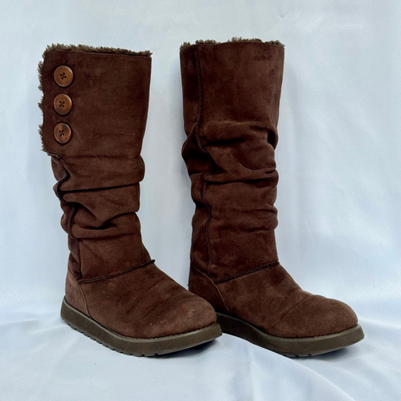 Skechers Keepsakes Slouch Tall Winter Boots Chocolate Brown Faux Fur Lined 6.5 - Picture 2 of 10